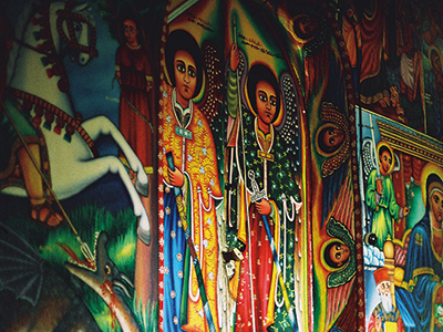 Peinture à l'intérieur de l'église Ura Kidane Mehret - Guillaume Petermann